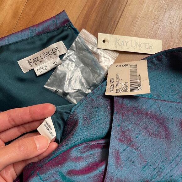 NWT Vintage 90s Kay Unger Iridescent Magenta Blue Evening Dress Size 10 - Picture 7 of 8